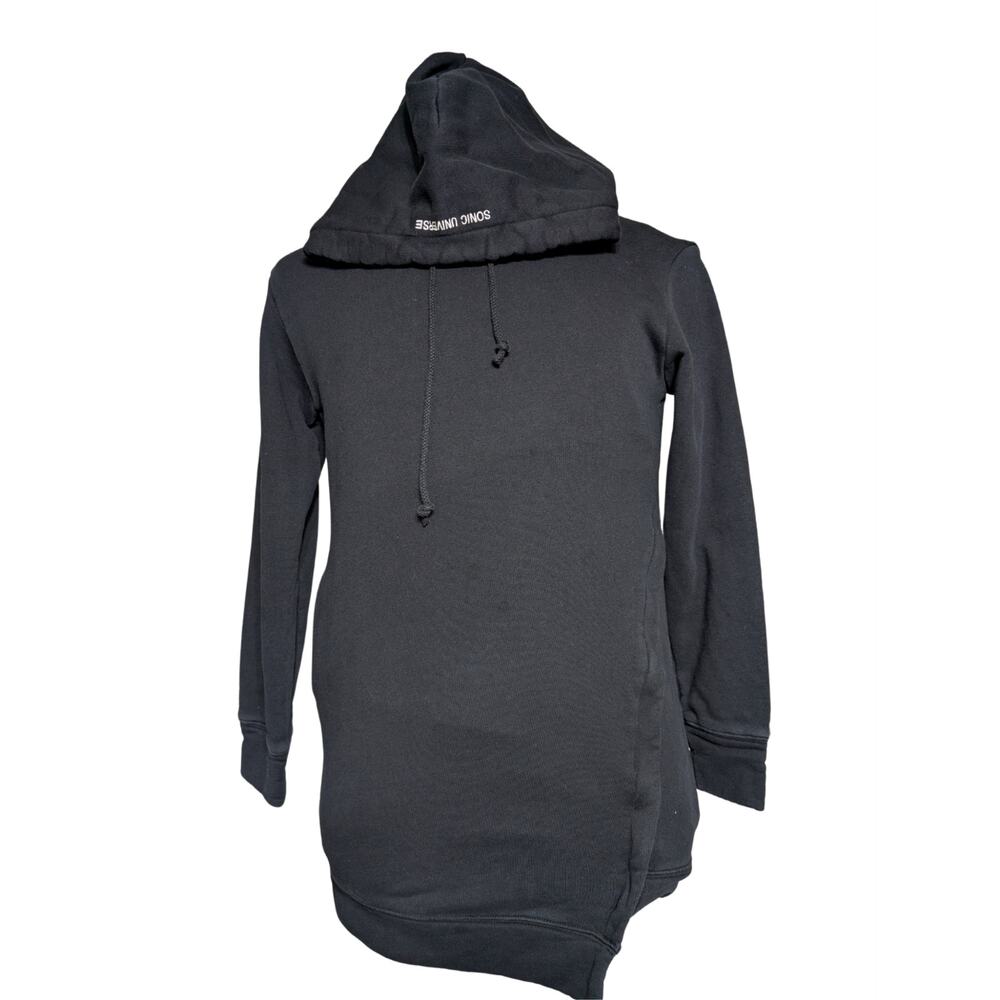 MO&Co Black Longline Hoodie Womens Size S 100% Cotton Pullover Sweatshirt